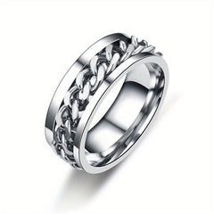 Titanium Steel Rotatable Chain Men's Ring Bottle Opener