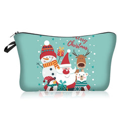 Christmas Pattern Makeup Bag Zipper Cosmetic Organizer Travel Toiletry Bag