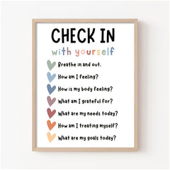 Self Care Check In Daily Checklist Feelings Check In Poster