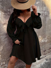  Flounce Sleeve Sweetheart Neck Swing Dress