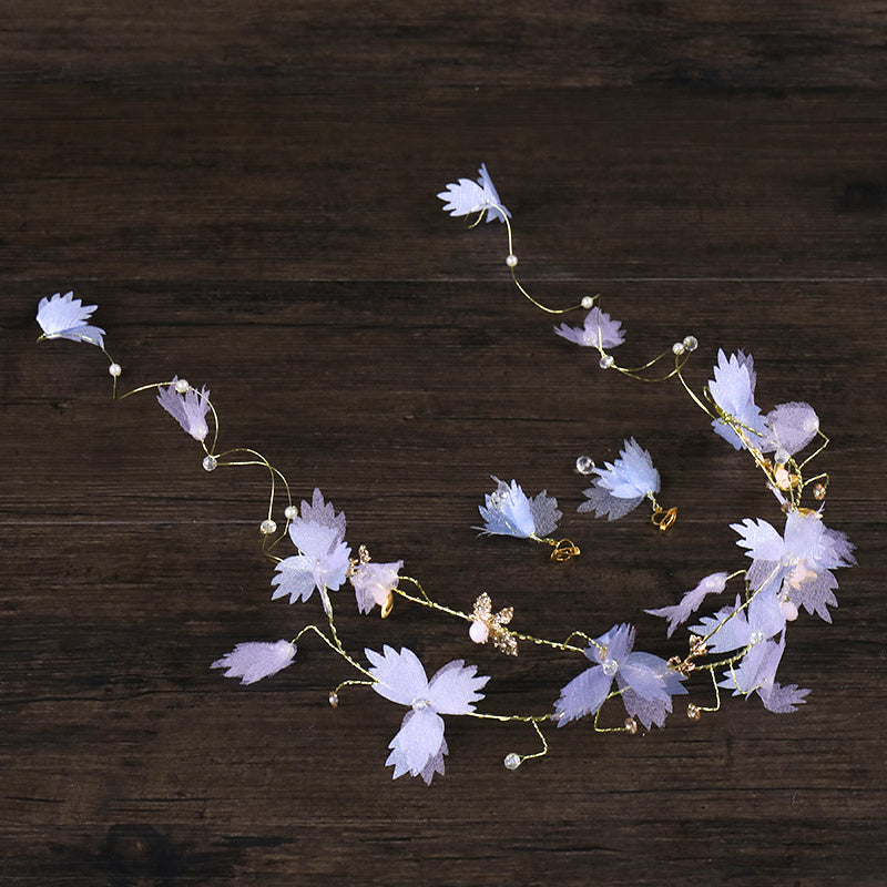 Golden Flower Crown Floral Pearl Crown Wedding Headpiece