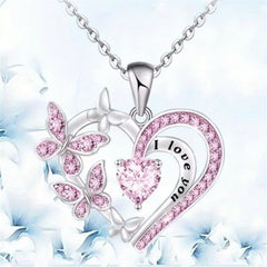 Heart Butterfly Pendant Necklace for Girls