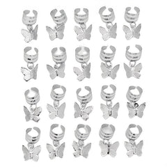 20pcs Hair Beads Spiral Coils Butterfly Dreadlock Braids Rings Clips