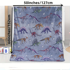300GSM Glow In The Dark Dino Blanket for Kids Soft Warm Plush Dinosaur Throw
