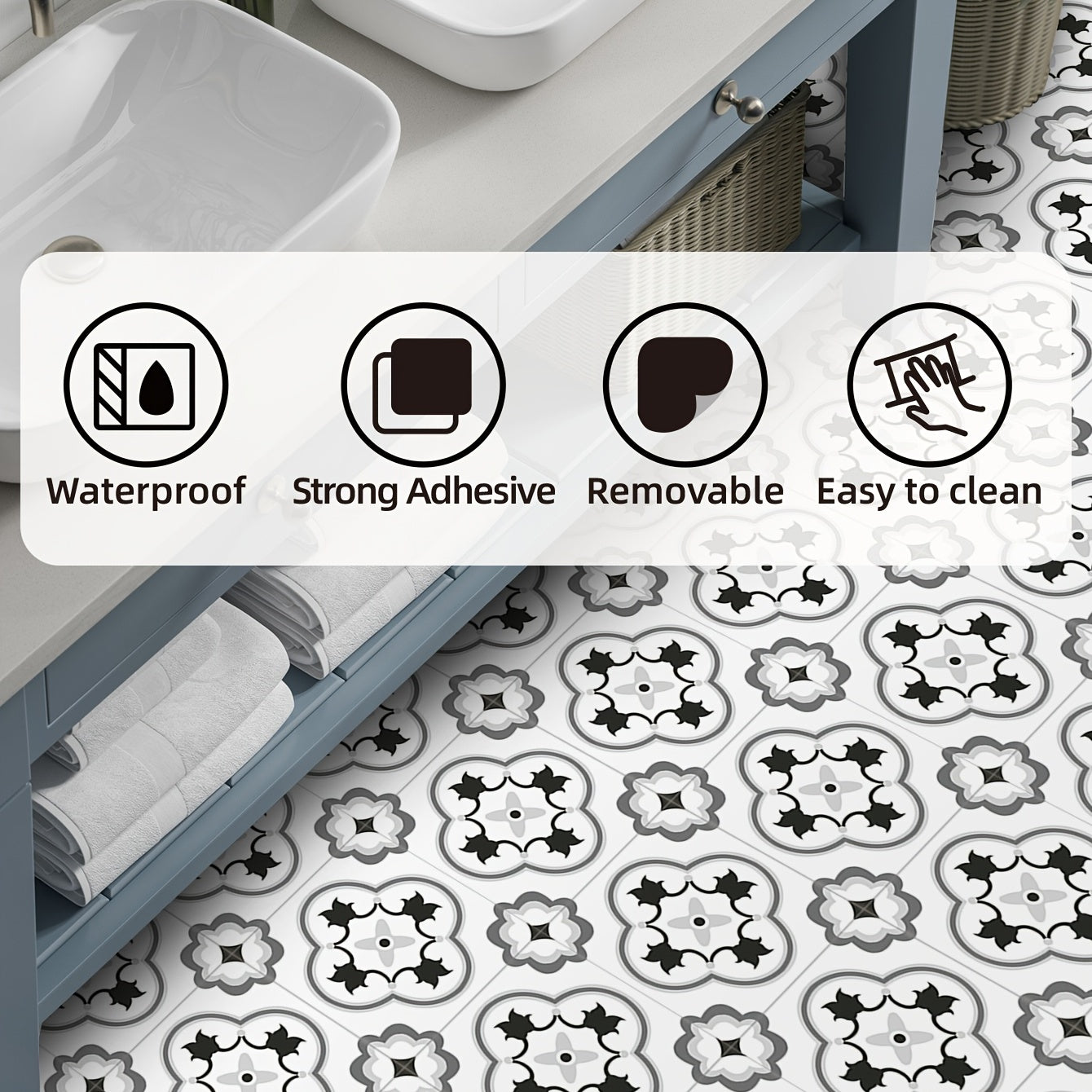 9pcs Waterproof Anti Slip Tile Stickers - Transform Your Home
