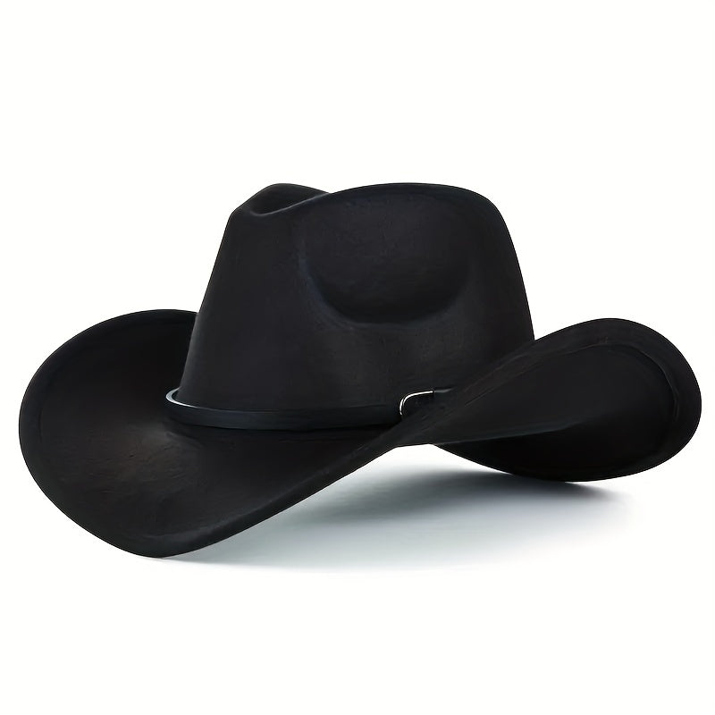 Classic Jazz Cowboy Hat Unisex Rolled Brim Western Felt Fedora Cap