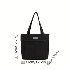 Casual Canvas Shoulder Bag Solid Handbag All Match Storage Bag