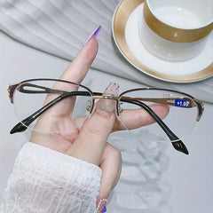 Light Blocking Reading Glasses Oval Semi Rimless Presbyopic Glasses