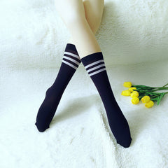 4 Pairs Striped Crew Socks Women's Stockings