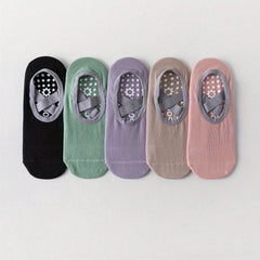 5 Pairs Anti Slip Yoga Socks for Exercise Fitness Indoor Jump Rope Dance Socks