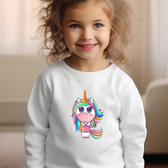 Girls Unicorn Pattern Crew Neck Sweatshirt For Spring Fall Christmas Gift
