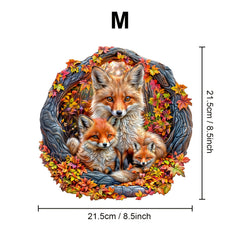 Fox Family Wooden Jigsaw Puzzles Cardboard Boxes Shaped Jigsaw Toys