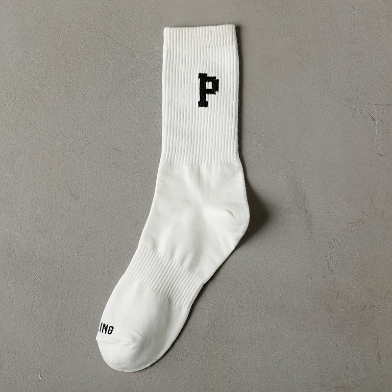 4 Pairs Letter Print Socks Mid Tube Women's Stockings Comfy & Breathable