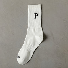 4 Pairs Letter Print Socks Mid Tube Women's Stockings Comfy & Breathable