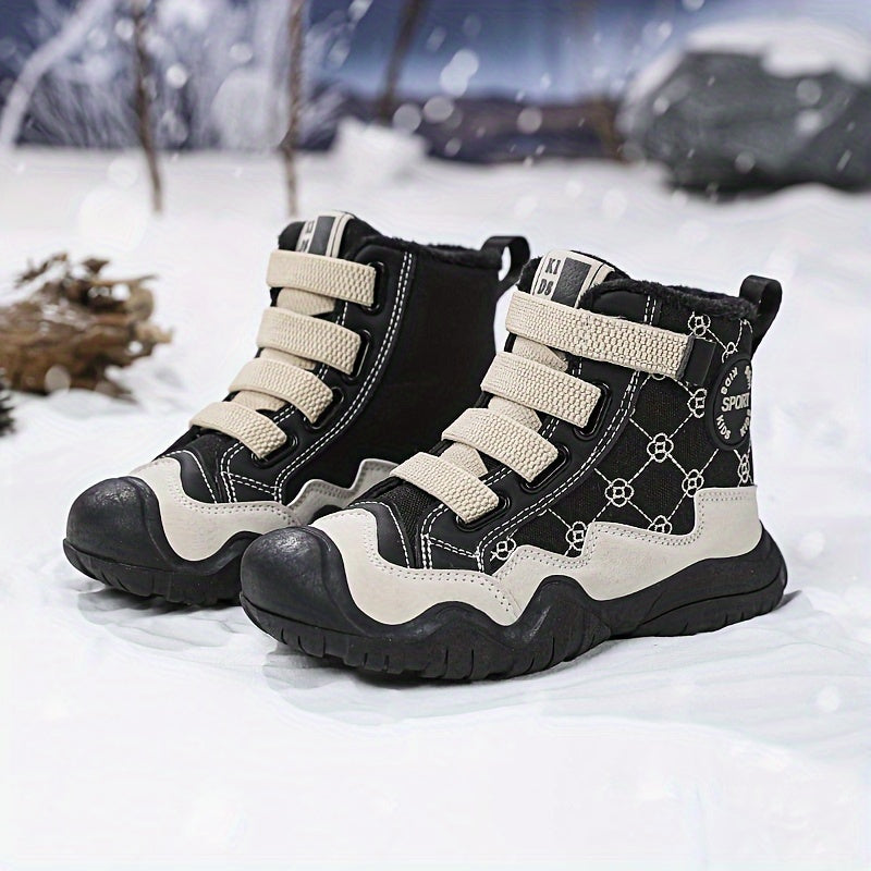 Girl's Warm Cozy Snow Boots High Top Plush Comfy Outdoor Hiking Shoes