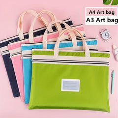A4 A3 Art Storage Bag Waterproof Graphic Storage Bag Colorful Grid Zipper Bag