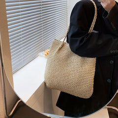 Large Straw Tote Bag Woven Beach Shoulder Bag for Travel