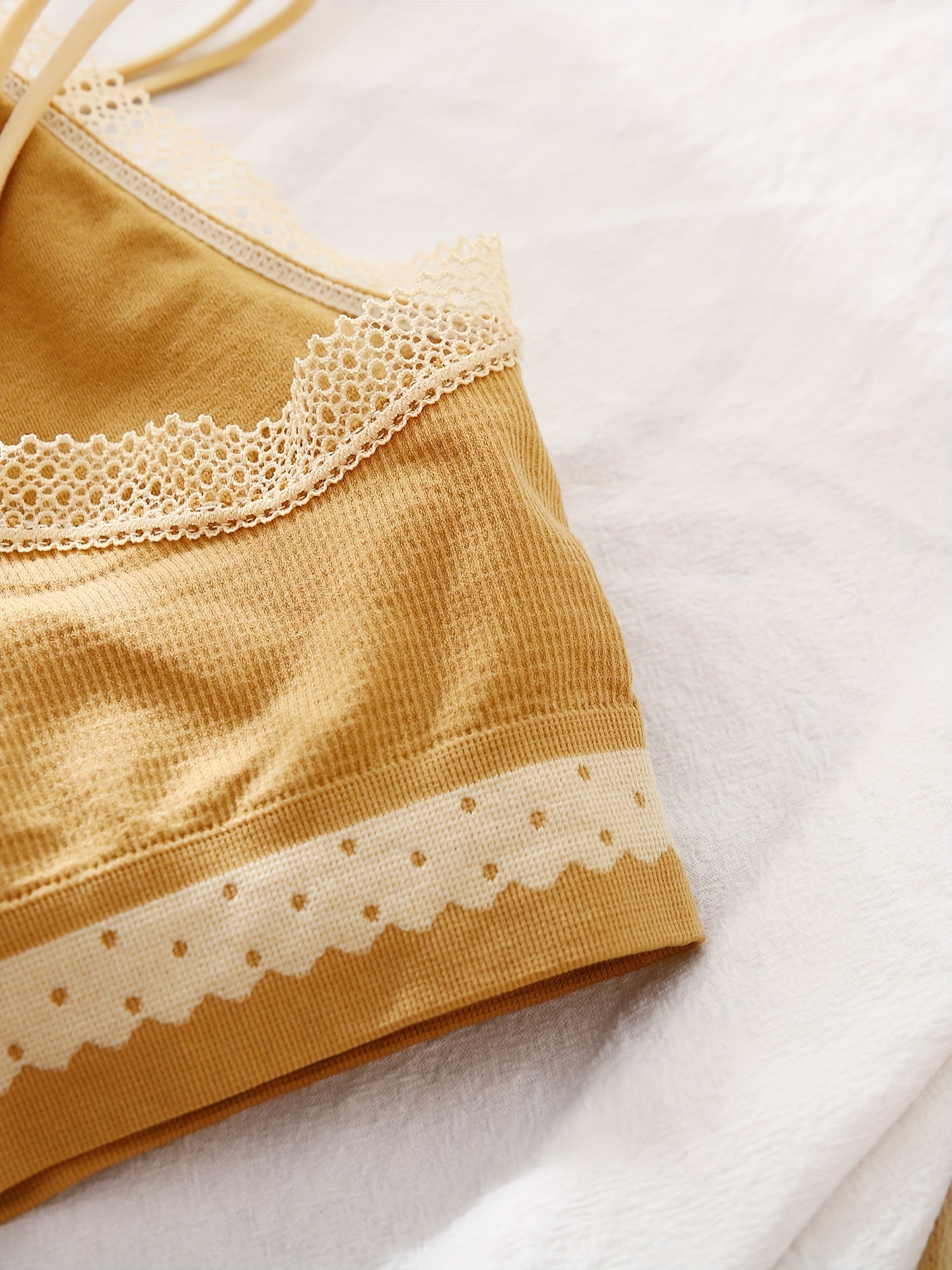 5pcs Lace Trim Wireless Bras Stretch Intimates Bra Women's Lingerie