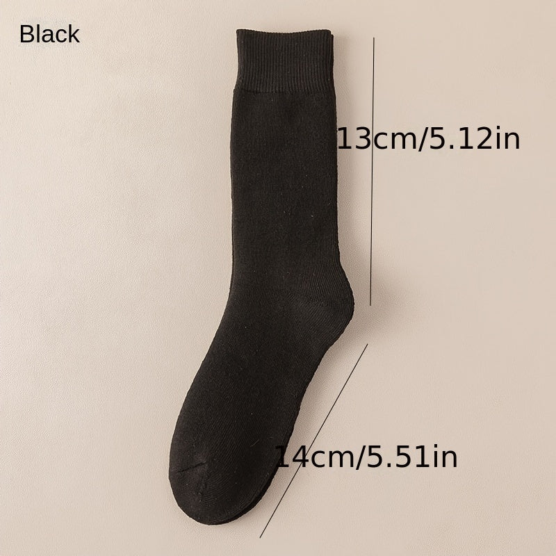 Men's Solid Crew Socks Warm Thermal Breathable Casual Unisex Socks