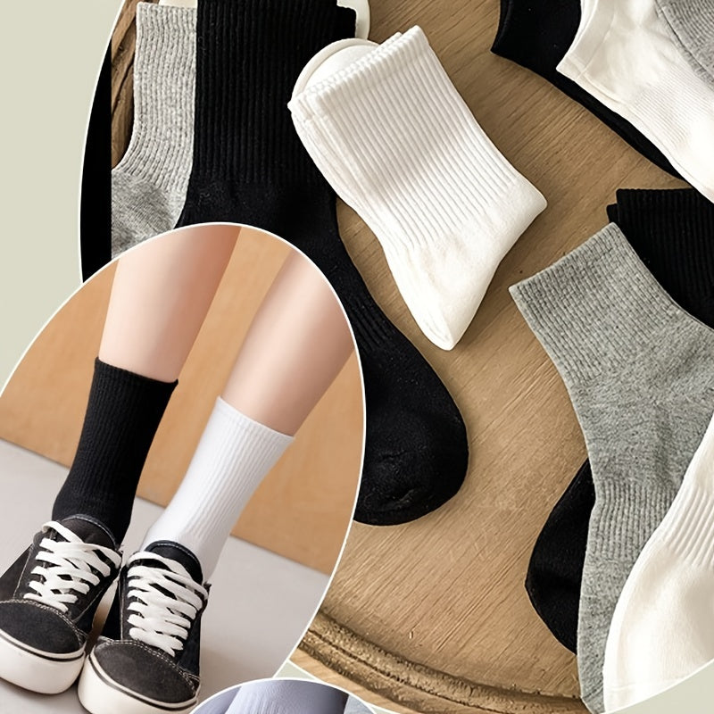 3 Pairs Classic Solid Socks Comfy & Breathable Multi-color Sock Pack