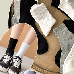 3 Pairs Classic Solid Socks Comfy & Breathable Multi-color Sock Pack