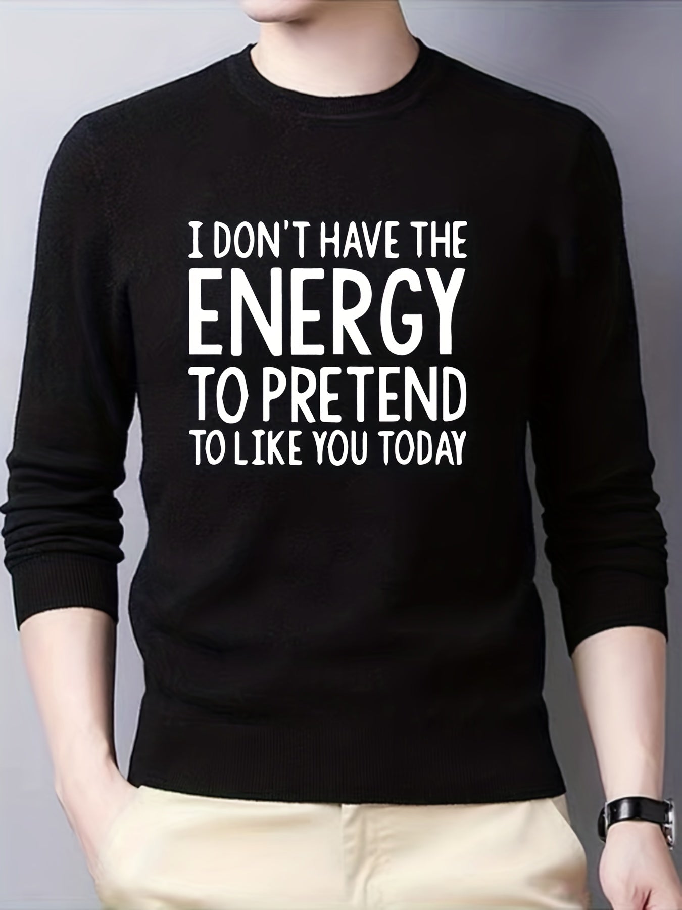 Men's Casual Knitted Sweater - Warm Mid Stretch Crew Neck Pullover