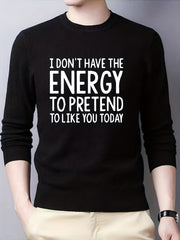 Men's Casual Knitted Sweater - Warm Mid Stretch Crew Neck Pullover