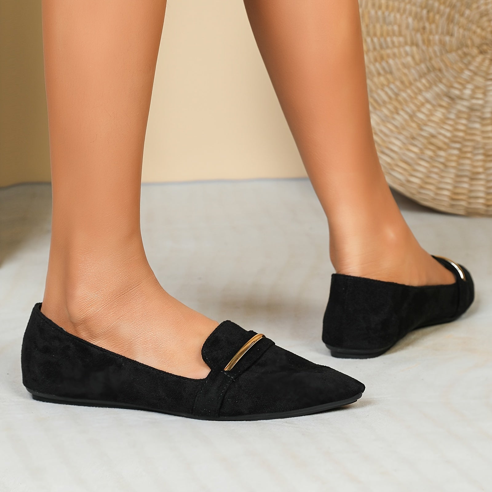Women's Pointed Toe Ballet Flats Soft Sole Slip On Shoes Casual Walking