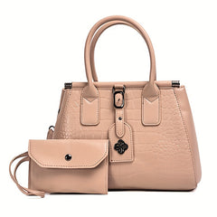 Crocodile Embossed Tote Satchel Bag With Purse For Work
