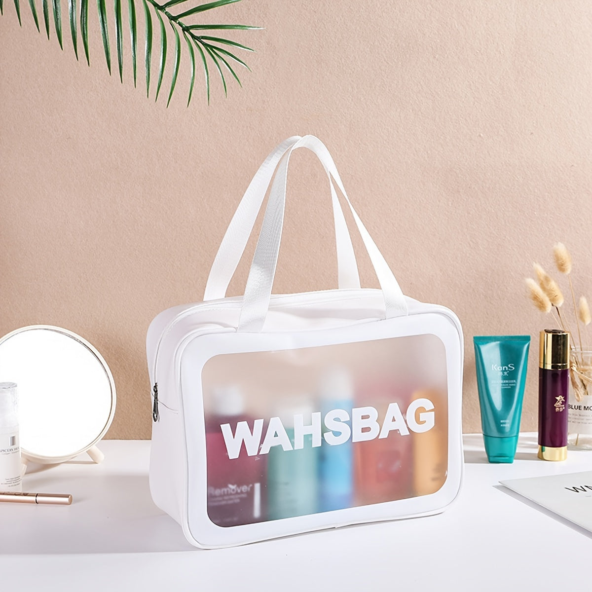 3pcs Transparent Letter Pattern Cosmetic Bags
