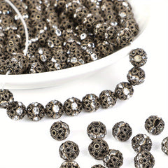 20pcs Mixed Round Beads Rhinestone Rondelles Crystal Spacer Beads