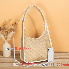Minimalist Straw Hobo Shoulder Bag Bohemian Woven Bag Holiday All Match