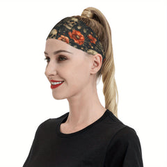 Gothic Mushroom Forest Headband Red Orange Skull Floral Sport Headband