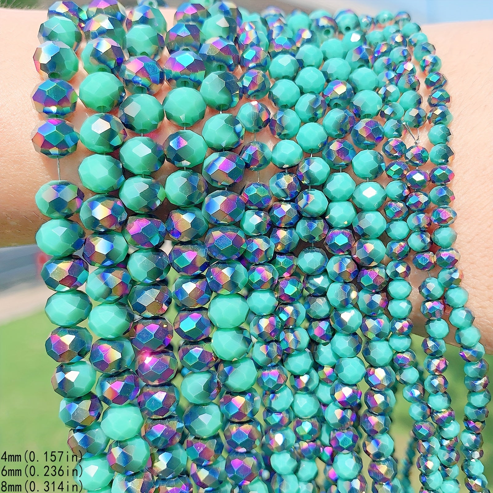 Green Crystal Faceted Colorful Glass Beads Loose Spacer Beads For Diy Bracelet