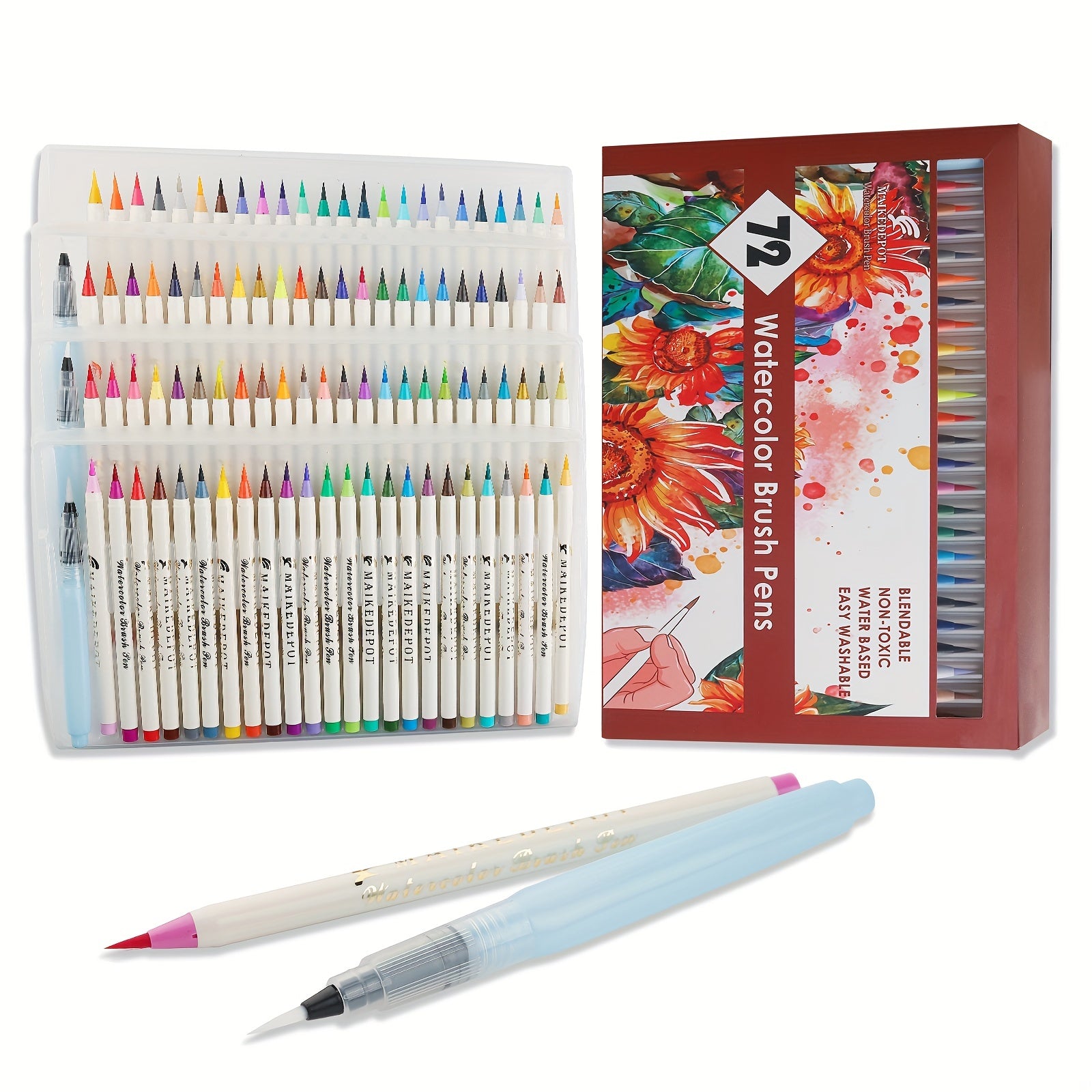 Watercolor Brush Pens Set Real Brush Tips Without Mess