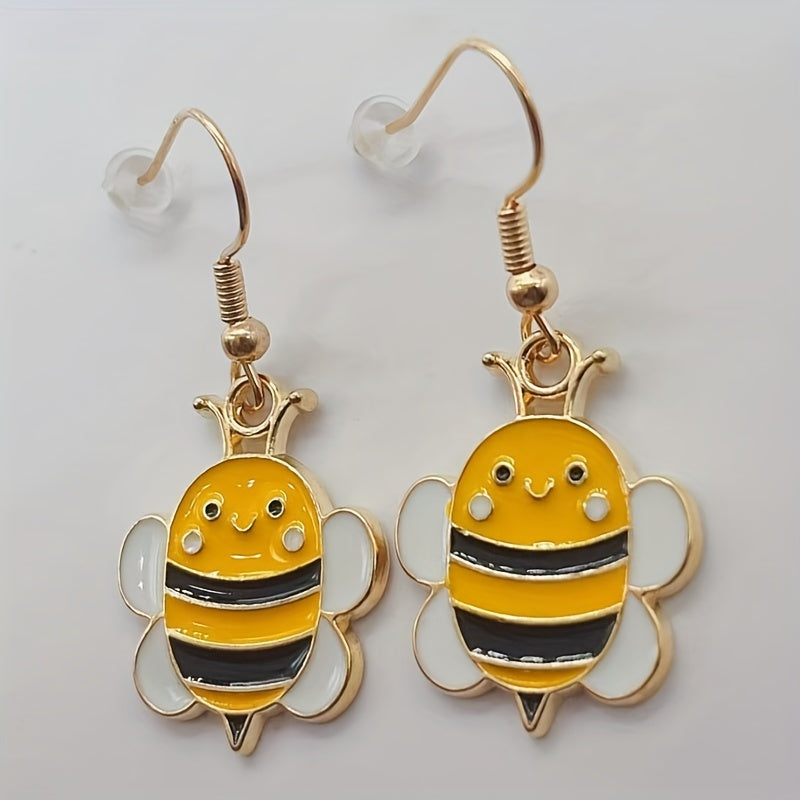 Cartoon Bee Image Stud Earrings for Women