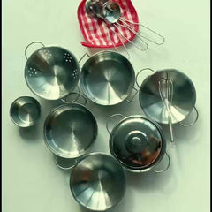Mini Kitchen Set Pretend Play Cooking Toy with Pans Stove Utensils