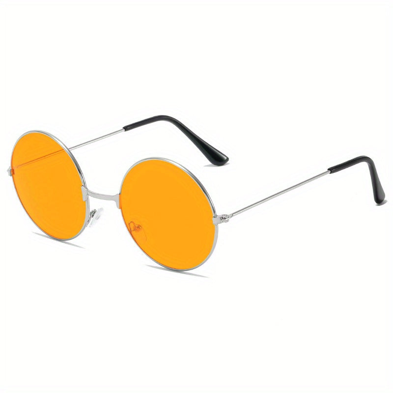 Round Tinted Sunglasses Metal Frame UV400