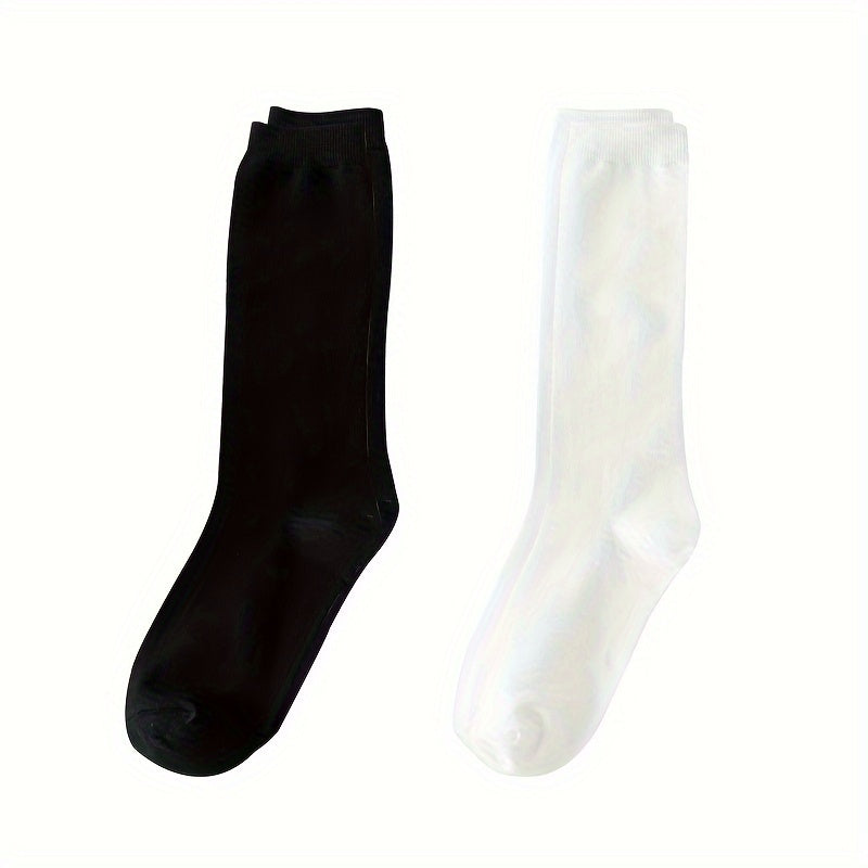 2 Pairs Solid Socks All Match Women's Stockings & Hosiery