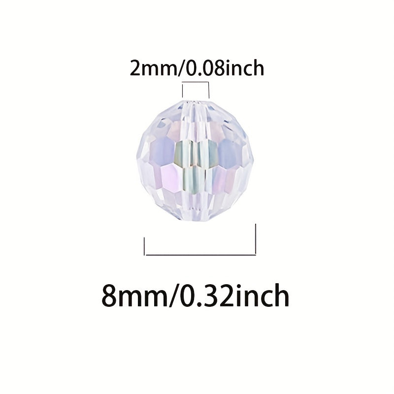 8mm Transparent Purple AB Round Glass Beads for Jewelry Making
