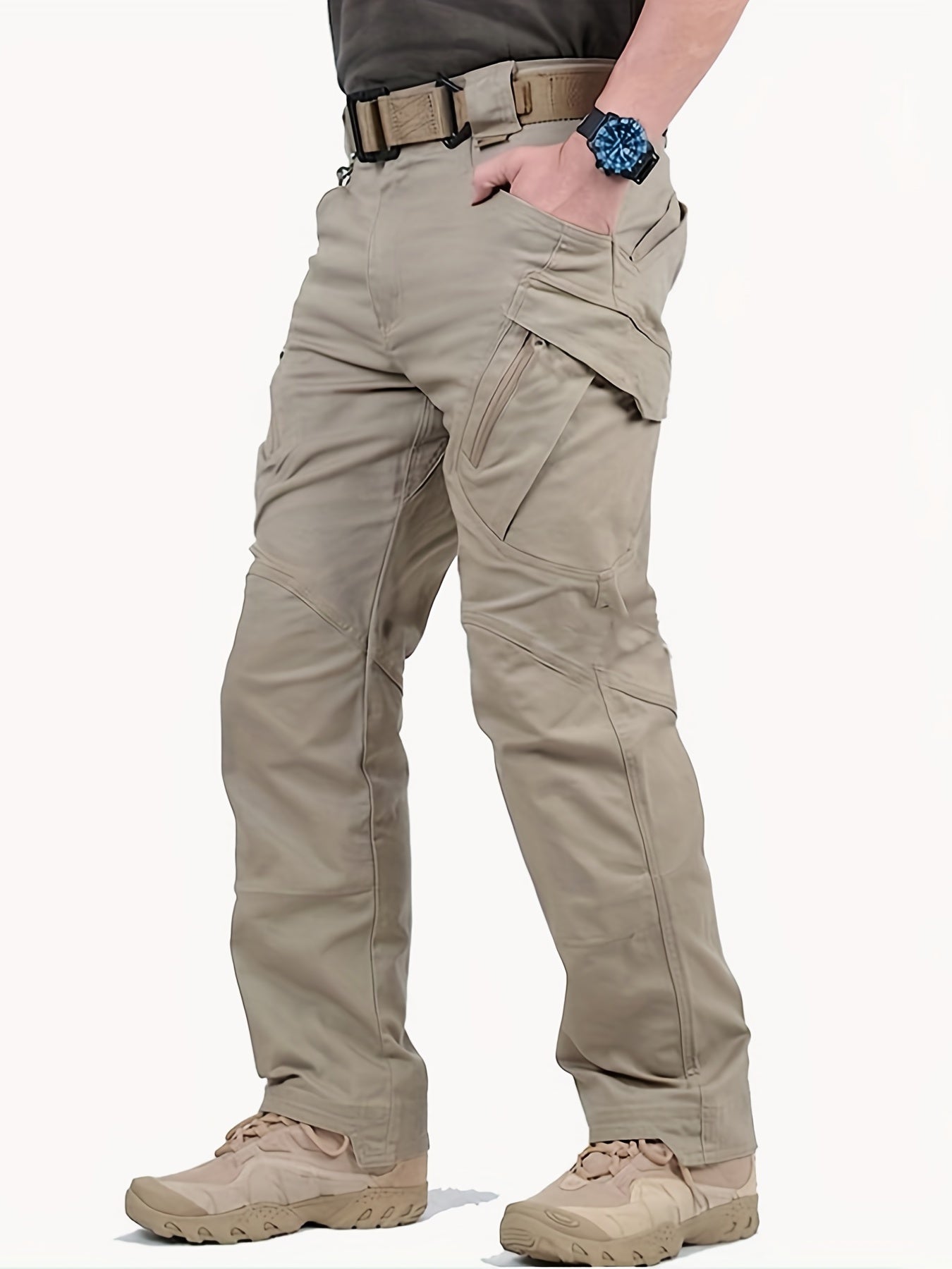 Men's Casual Cargo Pants With Zipper Pockets Male Joggers