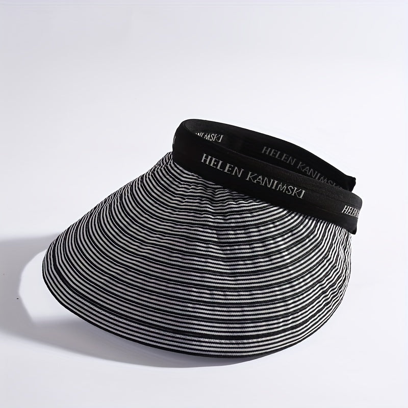 Striped Ponytail Visor Hat Foldable Headband Casual Sun Hats