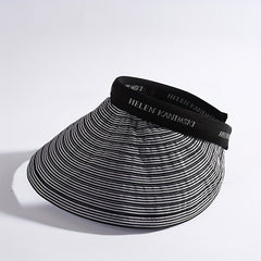 Striped Ponytail Visor Hat Foldable Headband Casual Sun Hats