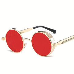 Steampunk Sunglasses Vintage Round Classic Mirrored Glasses
