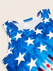Star & Stripe Print Tank Top Sleeveless for Summer