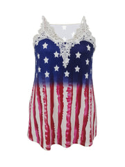 Plus Size Independence Cami Top Women's Plus Star & Striped Print V Neck