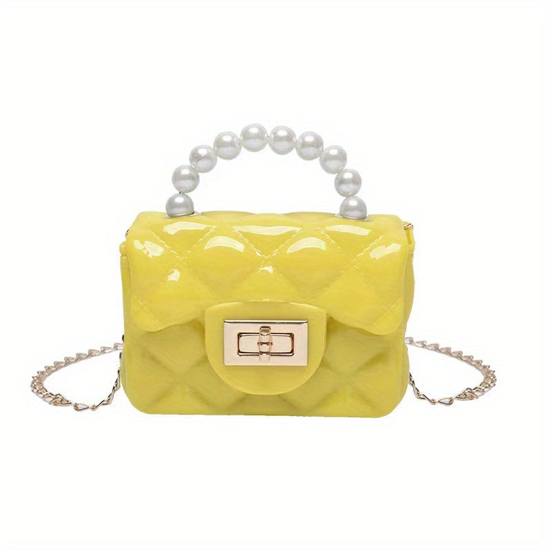 Argyle Faux Pearl Handle Mini Bag Shoulder Crossbody Chain Bag