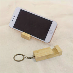 Bamboo Keychain Mobile Phone Holder Backpack Pendant