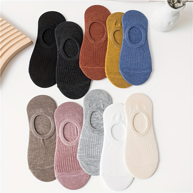 10 Pairs Solid Ankle Socks Soft & Lightweight Women's Stockings