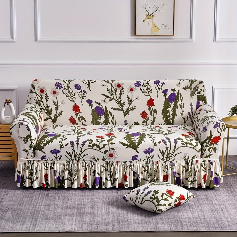Non Slip Elastic Sofa Slipcover Milk Silk Print Adds Style to Room